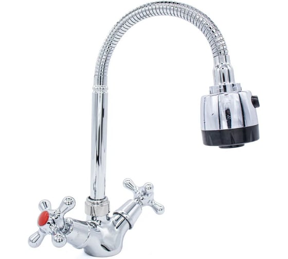 Смеситель для кухни Kranar KС 1806, 1/2 керамика, хром, излив гибкий гофрированный, п/шп, без подводки 010801