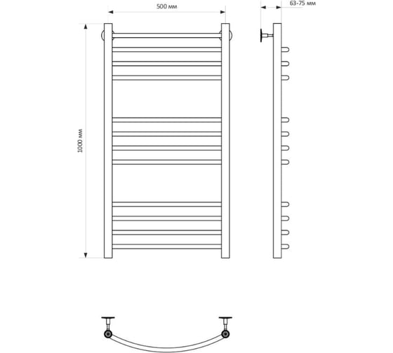 Полотенцесушитель MIXLINE CAPELLA 100x50 г2 1/2'' ВР, 12 перекладин водяной 556275