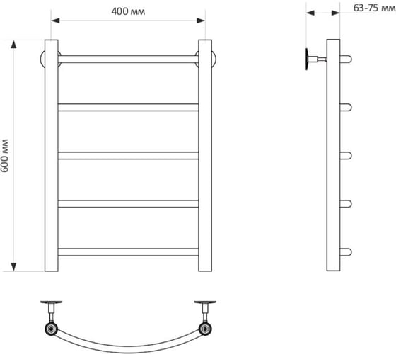 Полотенцесушитель MIXLINE CAPELLA 60x40 1/2'' ВР, 5 перекладин водяной 556263