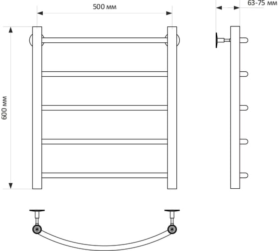 Полотенцесушитель MIXLINE CAPELLA 60x50 1/2'' ВР, 5 перекладин водяной 556264