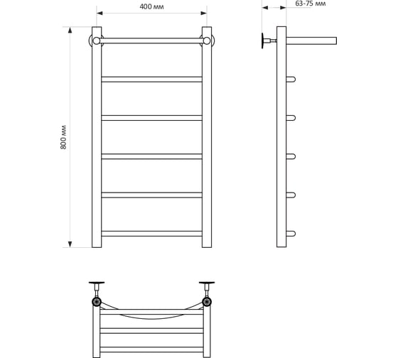 Полотенцесушитель MIXLINE CAPELLA 80x40 1/2'' ВР, 5 перекладин + полка, водяной 556268