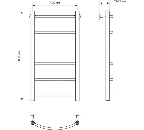 Полотенцесушитель MIXLINE CAPELLA 80x40 1/2'' ВР, 6 перекладин водяной 556267
