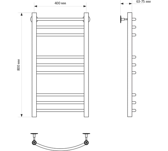 Полотенцесушитель MIXLINE CAPELLA 80x40 г2 1/2'' ВР, 9 перекладин водяной 556278