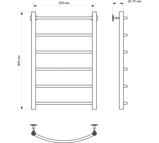 Полотенцесушитель MIXLINE CAPELLA 80x50 1/2'' ВР, 6 перекладин водяной 556269