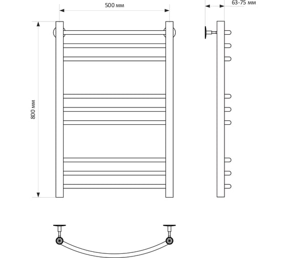 Полотенцесушитель MIXLINE CAPELLA 80x50 г2 1/2'' ВР, 9 перекладин водяной 556280