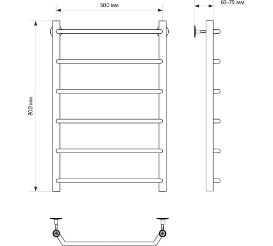 Полотенцесушитель MIXLINE MIRA 80x50 1/2'' ВР, 6 перекладин водяной 556288