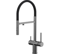 Смеситель для кухни Reflexion home Reflexion Lago с гибким изливом и подключением к фильтру, оружейная сталь RX9901BL