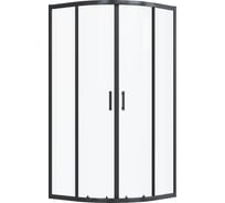 Душевое ограждение Santek Вэлия 80x80x195 см, форма 1/4 круга, раздвижные двери, черный профиль, стекло прозрачное 1WH501790