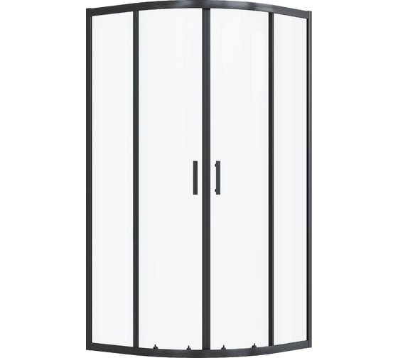 Душевое ограждение Santek Вэлия 80x80x195 см, форма 1/4 круга, раздвижные двери, черный профиль, стекло прозрачное 1WH501790
