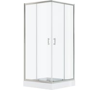 Душевое ограждение Santek Вэлия 80x80x195 см, форма квадрат, раздвижные двери, профиль хром, стекло прозрачное 1WH501792