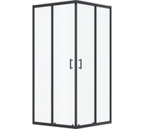 Душевое ограждение Santek Вэлия 80x80x195 см, форма квадрат, раздвижные двери, черный профиль, стекло прозрачное 1WH501788
