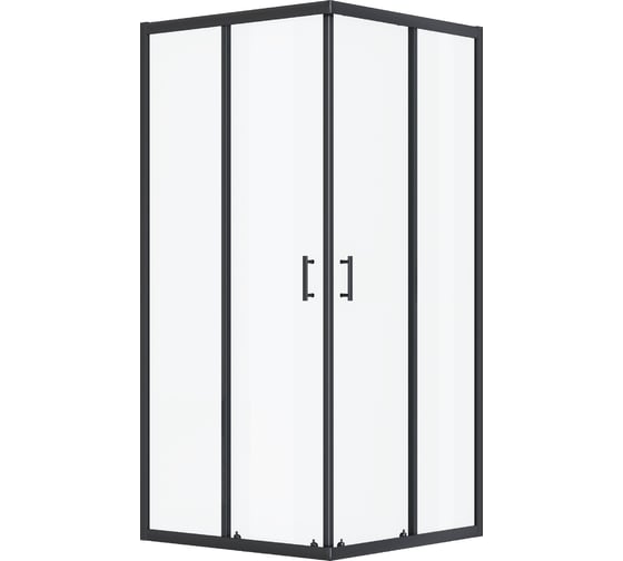 Душевое ограждение Santek Вэлия 80x80x195 см, форма квадрат, раздвижные двери, черный профиль, стекло прозрачное 1WH501788