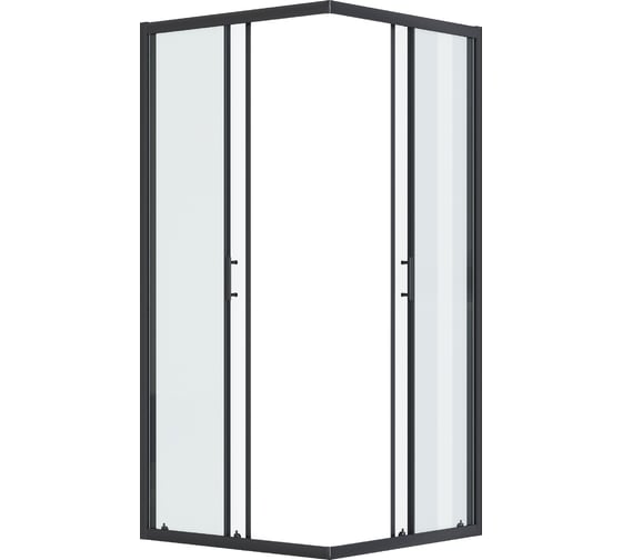 Душевое ограждение Santek Вэлия 80x80x195 см, форма квадрат, раздвижные двери, черный профиль, стекло прозрачное 1WH501788