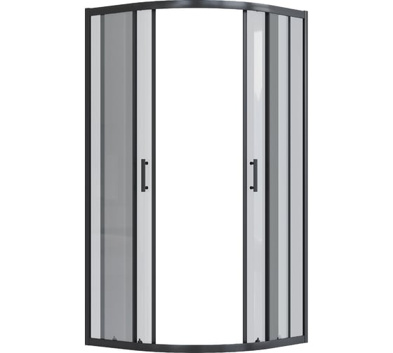 Душевое ограждение Santek Вэлия 90x90x195 см, форма 1/4 круга, раздвижные двери, черный профиль, стекло тонированное 1WH501799