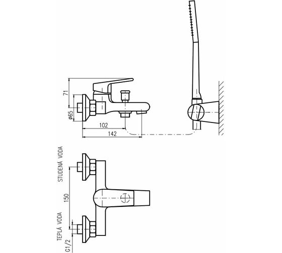 Смеситель для ванны с душем RavSlezak Colorado CO154.5/2