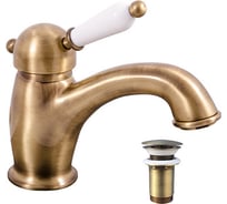 Смеситель для раковины RavSlezak LABE с донным клапаном, бронзовый L527.5SM
