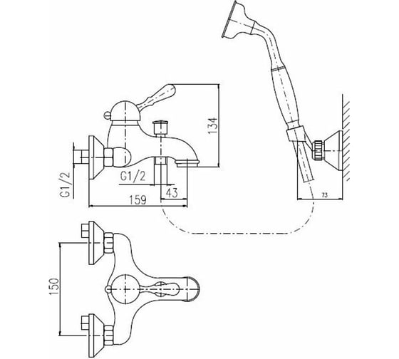 Смеситель для ванной RavSlezak LABE с душевым комплектом, бронзовый L554.5/2SM