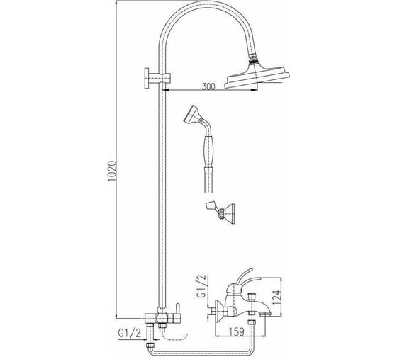 Смеситель для ванной RavSlezak LABE с душевым комплектом, бронзовый L554.5/3SM