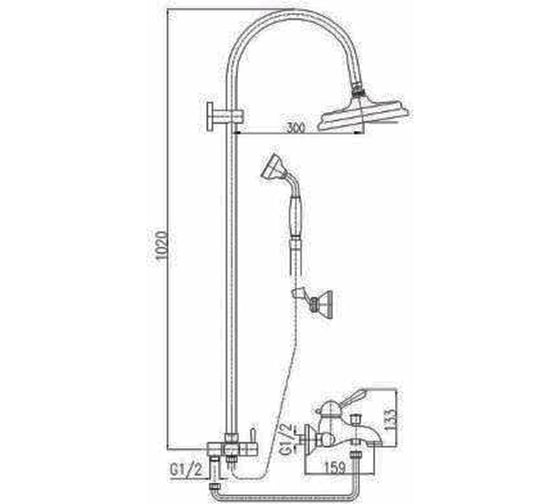 Смеситель для ванной RavSlezak LABE с душевым комплектом, бронзовый L054.5/3SM