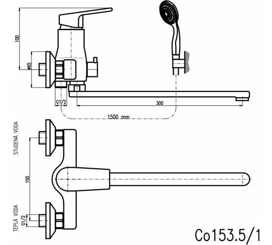 Смеситель для ванны с душем RavSlezak Colorado CO153.5/1