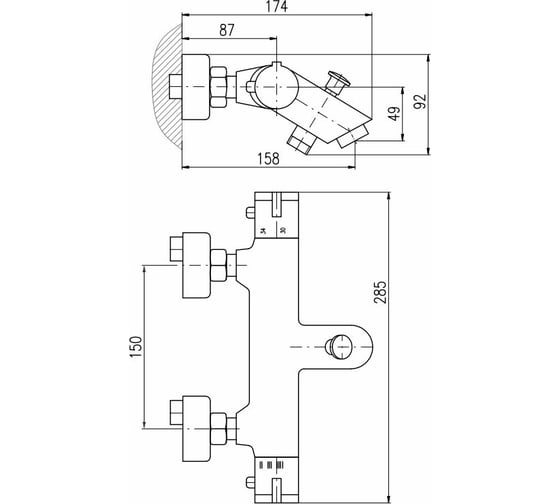 Смеситель для ванны с душем RavSlezak Termo TRM54.5CMATC
