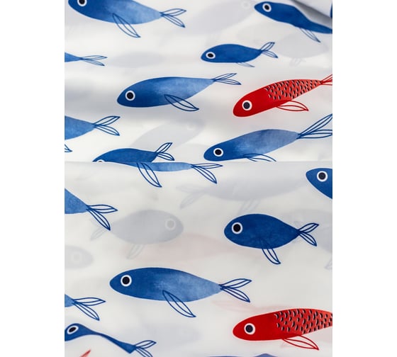 Штора для ванной Bath Plus Fishes 180x180 мм, кольца 12 шт akch1953