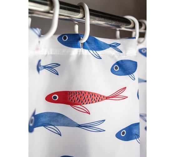 Штора для ванной Bath Plus Fishes 180x180 мм, кольца 12 шт akch1953