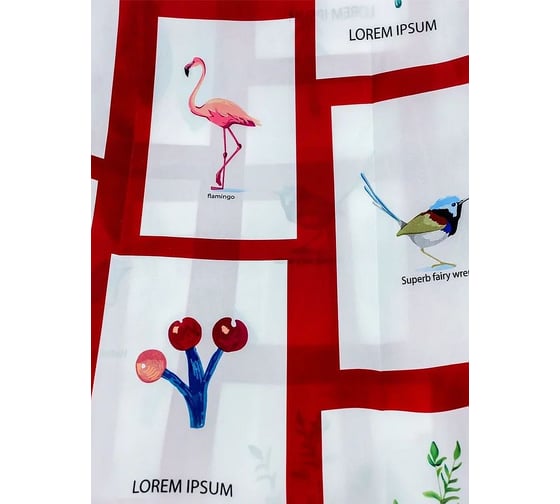 Штора для ванной Bath Plus Birds Photo Frames фотоптички 180x200 мм, кольца 12 шт AKCH15140