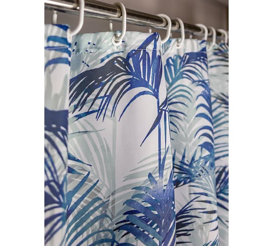 Штора для ванной Bath Plus Palm Leaf blue 180x200 ch21283W
