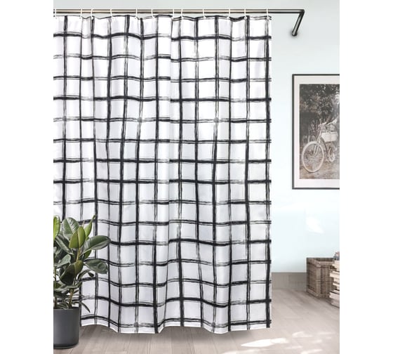 Штора для ванной Bath Plus Squares black 180x200 ch18116W 1