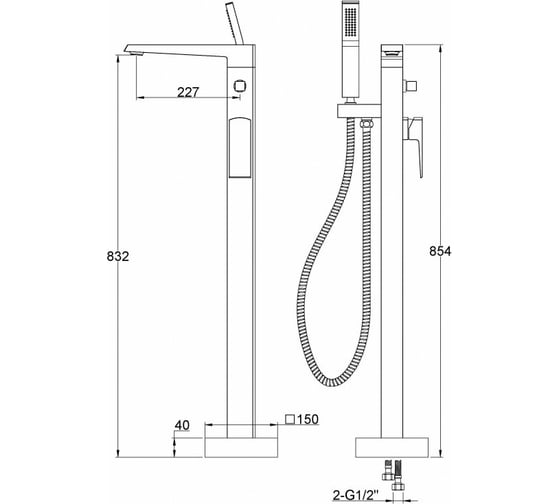 Напольный смеситель для ванны BELBAGNO ARLIE ARL-FMTA-CRM