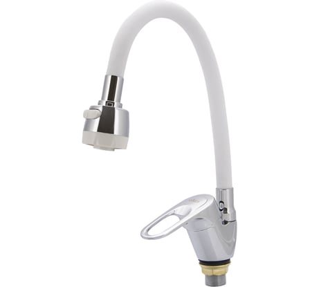 Смеситель для кухни Ekko гибкий излив, с гайкой, белый E4105+E55