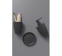 Набор аксессуаров для ванной PRIMANOVA PURE (черный) 3 предмета, пластик, 410 мл, 8,5x8,5x18 см, стакан 8,5x8,5x12 см, мыльница 13,5x13,5x2 см M-SAS15-06