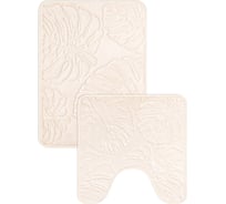 Набор ковриков для ванной/туалета DeNASTIA memory ТРОПИКИ 50х70/50x50 см, молочный, 2 шт M111264