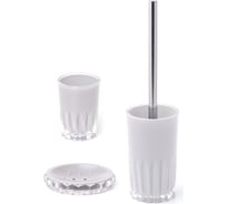Набор для ванной DeNASTIA стакан 370 мл/мыльница/щетка, серый X000087