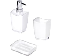 Набор для ванной DeNASTIA диспенсер 250 мл/стакан 250 мл/мыльница, белый X000093