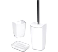 Набор для ванной DeNASTIA стакан 250 мл/мыльница/щетка, белый X000081