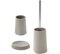 Набор для ванной DeNASTIA стакан 370 мл/мыльница/щетка, оливковый X000092