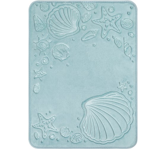 Набор DeNASTIA РАКУШКИ штора/коврик для ванной memory 180х200/50x70 см, голубой SM00001