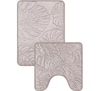 Набор ковриков для ванной/туалета DeNASTIA memory ТРОПИКИ 50х70/50x50 см, серый, 2 шт M111266