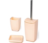 Набор для ванной DeNASTIA стакан 250 мл/мыльница/щетка, персик X000085