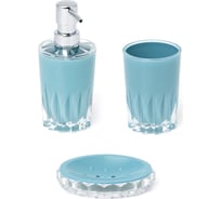 Набор для ванной DeNASTIA диспенсер 370 мл/стакан 370 мл/мыльница бирюза X000102