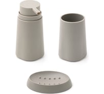 Набор для ванной DeNASTIA диспенсер 370 мл/стакан 370 мл/мыльница, оливковый X000105