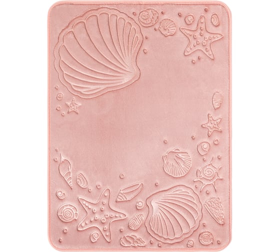 Набор DeNASTIA РАКУШКИ штора/коврик ванна/туалет memory 180х200/50x70/50x50 см, розовый SM00005