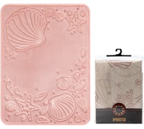 Набор DeNASTIA РАКУШКИ штора/коврик memory для ванной 180х200/50x70 см, розовый SM00002