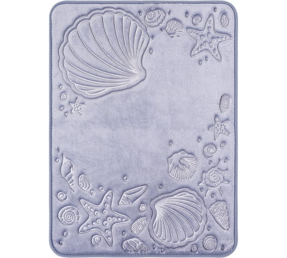 Набор DeNASTIA РАКУШКИ штора/коврик memory для ванной 180х200/50x70 см, синий SM00003