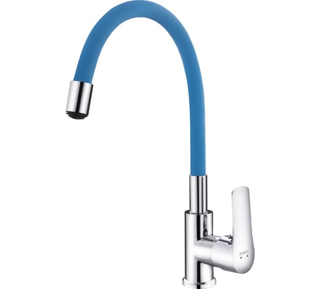 Смеситель для кухни Maxonor гибкий излив, с гайкой, синий/хром MN70112-4