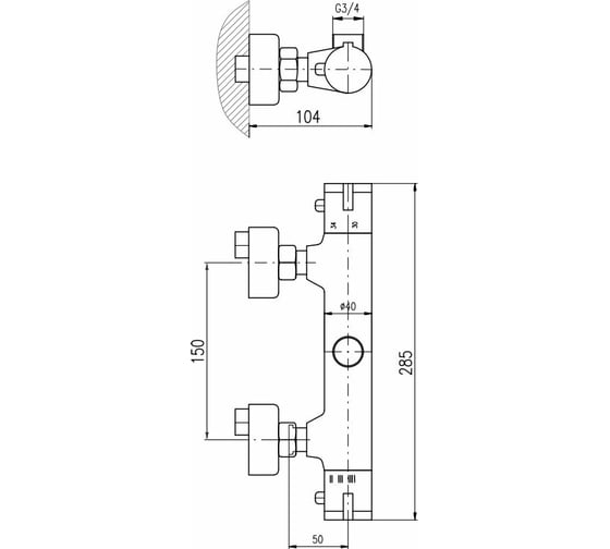 Смеситель для душа RavSlezak Termo TRM81.5CMATC