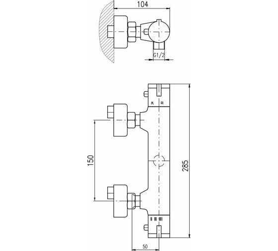 Смеситель для душа RavSlezak Termo TRM80.5CMATC