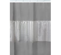 Штора для ванной Аквалиния серая, с 3D вставкой, 1.8х2 м N-34